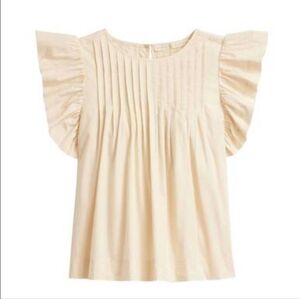Marie Oliver Cream Pleated Ruffle Blouse
